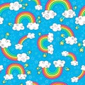 Rainbow Doodles Seamless Pattern Vector Royalty Free Stock Photo