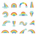 Rainbows. Weather colored glossy shine curves round elements recent graphical stylized templates rainbow vector