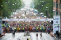 A raincloud come in just before the start of ASICS Stockholm Mar