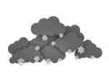 Rainclouds with Snowflakes on white background. 3d illustration Royalty Free Stock Photo