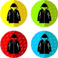 Raincoat flat icon set vector