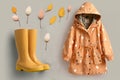 Raincoat With Rain Boots Outfit. Generative AI