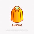 Raincoat thin line icon. Modern vector illustration of waterproof clothing