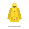 Raincoat yellow icon, Flat design of rain coat clothing with round shadow, vector illustration Royalty Free Stock Photo