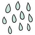 Cartoon doodle linear rain isolated