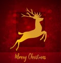 Raindeer Christmas Card on a deep Burgundy Background