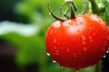 raindrop falling on a ripe tomato