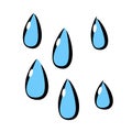 Raindrop, icon, children`s drawing style.