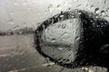 Raindrop outside the car in raining day at car parking. Good view from driver seat Royalty Free Stock Photo