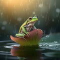Raindrop Reflections and the Calm Frog Royalty Free Stock Photo
