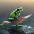 Raindrop Reflections and the Calm Frog Royalty Free Stock Photo