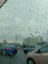 raindrop on the window car Royalty Free Stock Photo