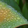 Raindrops on a canna Lilly leaf Royalty Free Stock Photo