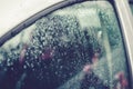Raindrops on the car glass. Royalty Free Stock Photo