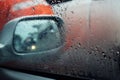 Raindrops at the car window