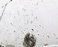 Raindrops on the cars window in the storm Royalty Free Stock Photo