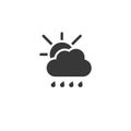 Raindrops, cloud and sun. Icon. Weather glyph vector illustration Royalty Free Stock Photo