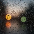 Raindrops cover a glass surface, with Royalty Free Stock Photo