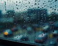 Raindrops Dance on Car Window Under Grey Sky Royalty Free Stock Photo
