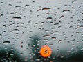 Rainy road: Red light commute in wet monsoon season