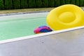 Raindrops fall on the surface of the pool Royalty Free Stock Photo