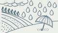 Raindrops Falling From Clouds Vector Art, vector design Generative AI Royalty Free Stock Photo