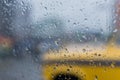 Monsoon abstract image, yellow taxi Royalty Free Stock Photo