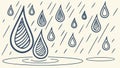 Raindrops falling, natural weather, refreshing water pattern, vector design Generative AI Royalty Free Stock Photo