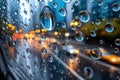 Raindrops on Glass Blurred City Lights Background Royalty Free Stock Photo