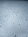 raindrops on the glass of the car against the background of the gray sky. Royalty Free Stock Photo