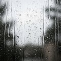 Raindrops on a glass window create a pattern of water droplets and trails. The background is Royalty Free Stock Photo