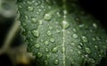 Raindrops on green leaf Royalty Free Stock Photo