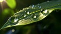 raindrops on the green leaves, macro Royalty Free Stock Photo