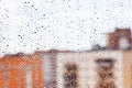Raindrops on home glass window