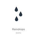 Raindrops icon vector. Trendy flat raindrops icon from weather collection isolated on white background. Vector illustration can be