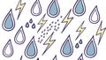 Raindrops & Lightning Bolts Pattern - Dynamic Weather Design, vector design Generative AI Royalty Free Stock Photo