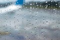 Raindrops in the plane`s window, about to take off