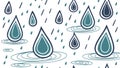 Raindrops & Puddles Pattern - Gentle Wet Weather Design, vector design Generative AI Royalty Free Stock Photo