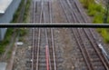 Railroad tracks changing Royalty Free Stock Photo