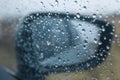 Raindrops on the side window of the car Royalty Free Stock Photo