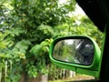 Raindrops on side window of the car Royalty Free Stock Photo