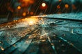 Raindrops on Umbrella with Bokeh Lights.