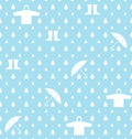 Raindrops umbrella and Rainwear pattern vector background