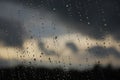 Raindrops on the window. Cloudy rainy weather Royalty Free Stock Photo