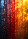 Raindrops on a window with colorful stripes