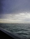 Raindrops on the window of the ferry Royalty Free Stock Photo