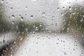 Raindrops on window glass. texture background,abstract water drop cool weather Royalty Free Stock Photo