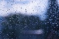 Raindrops on the window glass. Royalty Free Stock Photo