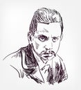Rainer Maria Rilke vector sketch portrait isolated