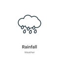 Rainfall outline vector icon. Thin line black rainfall icon, flat vector simple element illustration from editable weather concept Royalty Free Stock Photo